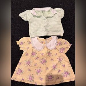 Janie and Jack Green Striped Polo and Yellow Floral Blouse